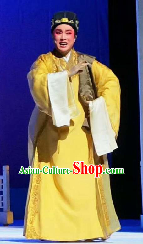 Amber Fate Chinese Shaoxing Opera Niche Yellow Clothing Stage Performance Dance Costume and Headpiece for Men