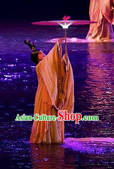 Return To the Three Gorges Chinese Classical Dance Dress Stage Performance Costume and Headpiece for Women