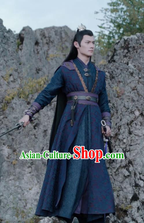 The Untamed Chinese Drama Ancient Swordsman Jiang Cheng Navy Costumes for Men