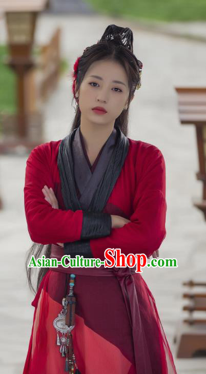 Drama Young Blood Ancient Chinese Song Dynasty Princess Female Swordsman Zhao Jian Red Costumes for Women