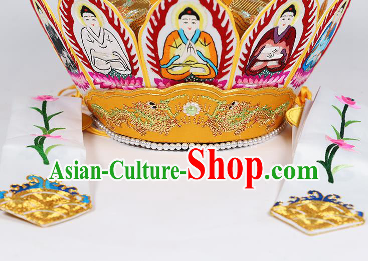 Traditional Chinese Monk Yellow Hats Buddhism Headwear for Men