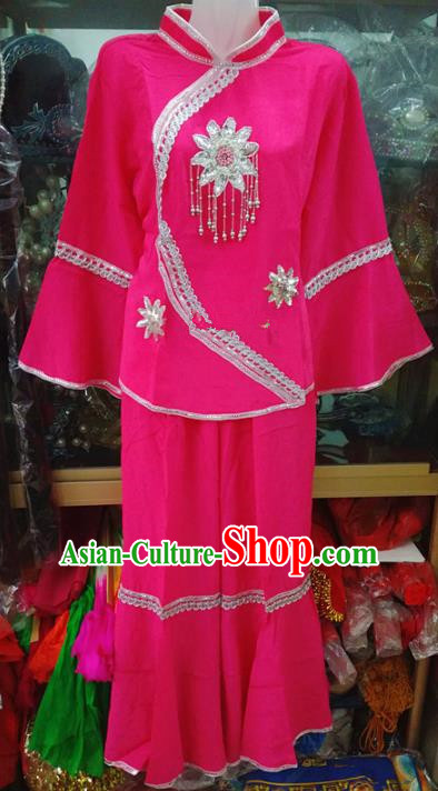 Chinese Traditional Beijing Opera Costume Peking Opera Folk Dance Rosy Clothing for Adults