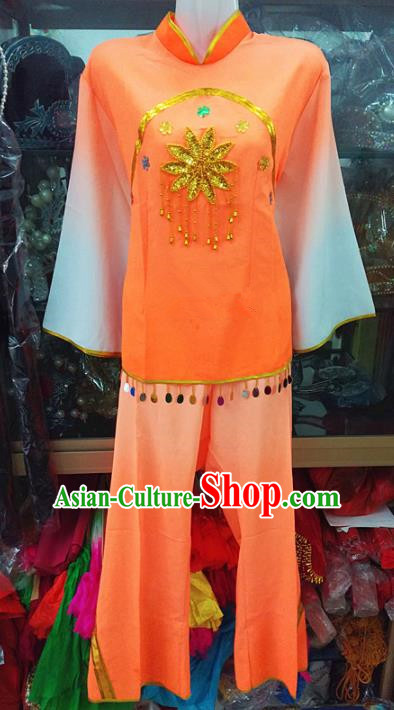 Chinese Traditional Beijing Opera Costume Peking Opera Folk Dance Yangko Orange Clothing for Adults