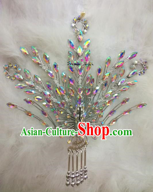 Chinese Traditional Beijing Opera Hair Accessories Peking Opera Princess White Phoenix Hairpins for Adults