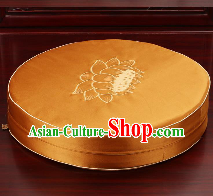 Chinese Classical Household Ornament Traditional Rush Cushion Cover Golden Brocade Mat Cover