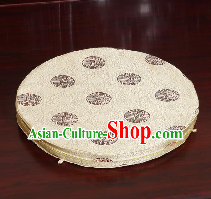 Chinese Classical Household Ornament Traditional Golden Brocade Rush Cushion Cover Mat Cover