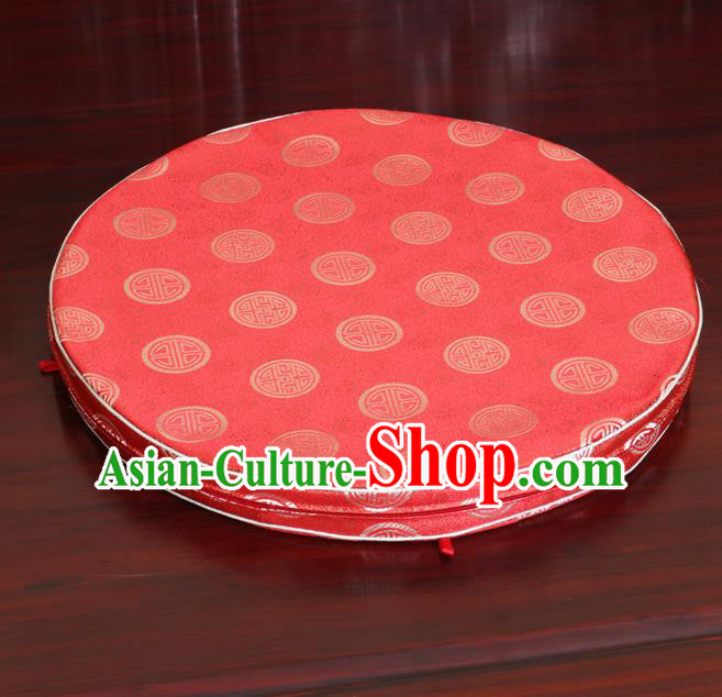 Chinese Classical Household Ornament Rush Cushion Cover Traditional Pattern Watermelon Red Brocade Mat Cover