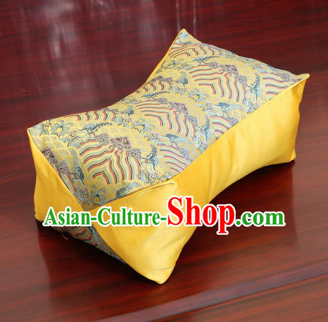 Chinese Traditional Pattern Yellow Brocade Pillow Slip Pillow Cover Classical Household Ornament