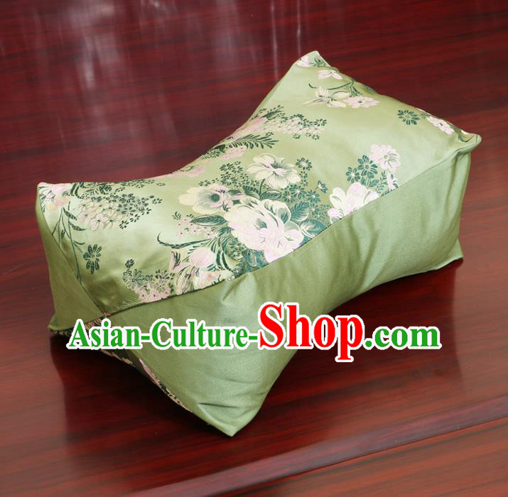 Chinese Traditional Peony Pattern Green Brocade Pillow Slip Pillow Cover Classical Household Ornament