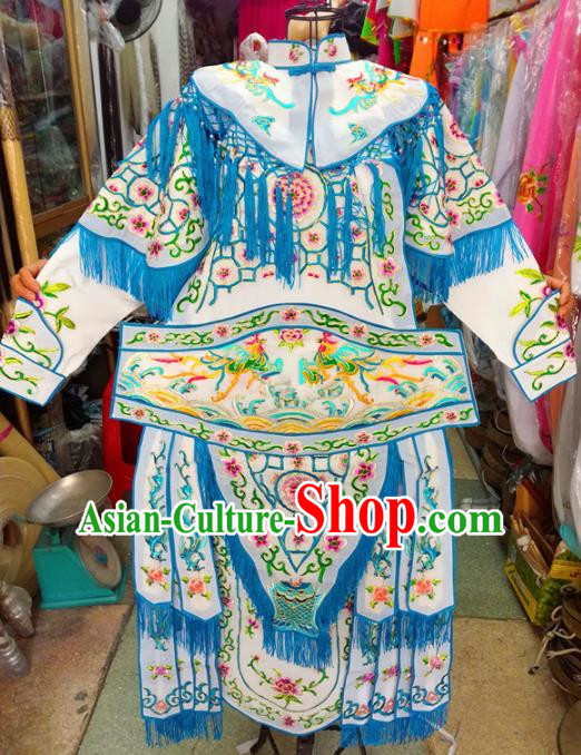 Chinese Traditional Beijing Opera Costume Peking Opera Female General White Clothing for Kids