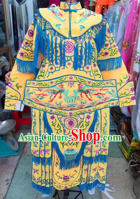 Chinese Traditional Beijing Opera Costume Peking Opera Female General Yellow Clothing for Kids