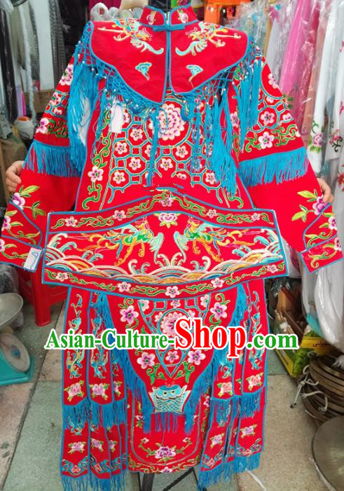 Chinese Traditional Beijing Opera Costume Peking Opera Female General Red Clothing for Kids