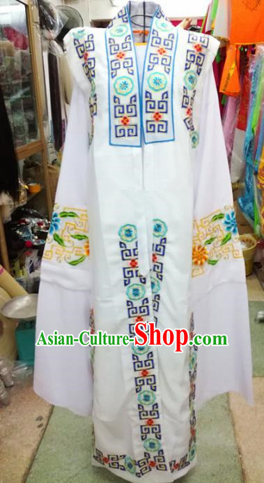 Chinese Traditional Beijing Opera Old Gentleman Costume Peking Opera Embroidered White Clothing for Adults