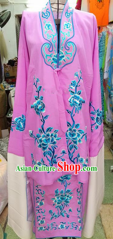 Chinese Traditional Beijing Opera Tsingyi Costume Peking Opera Actress Embroidered Peony Lilac Dress for Adults