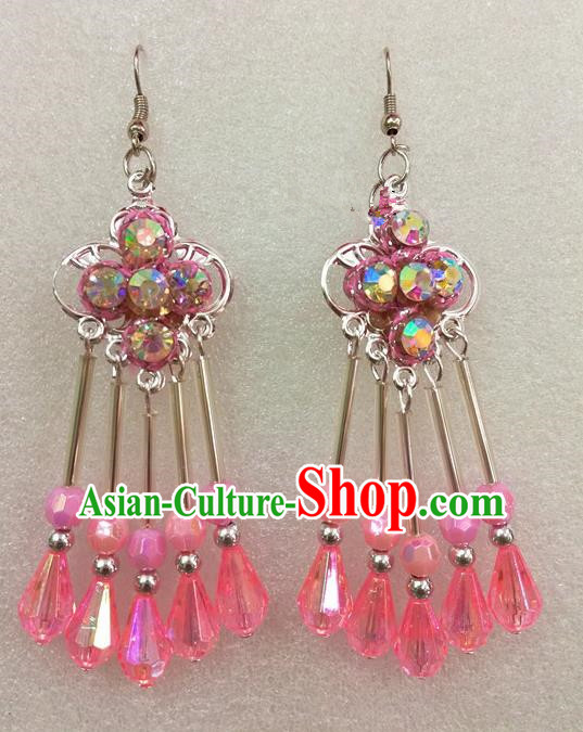 Chinese Traditional Beijing Opera Earrings Peking Opera Actress Pink Eardrop for Adults