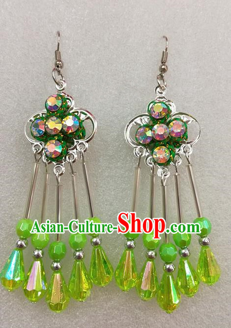 Chinese Traditional Beijing Opera Earrings Peking Opera Actress Green Eardrop for Adults