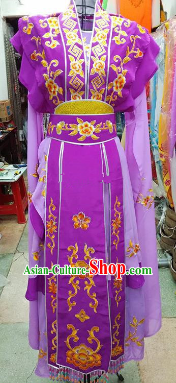 Chinese Traditional Beijing Opera Nobility Lady Purple Dress Peking Opera Actress Costume for Adults