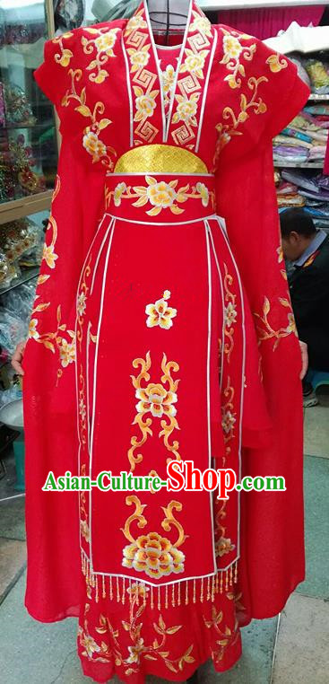 Chinese Traditional Beijing Opera Nobility Lady Red Dress Peking Opera Actress Costume for Adults