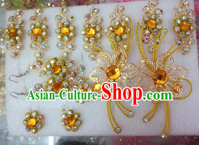 Chinese Traditional Beijing Opera Actress Crystal Hairpins Head Ornaments Hair Accessories for Adults