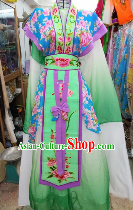 Chinese Traditional Beijing Opera Green Dress Peking Opera Actress Water Sleeve Costume for Adults