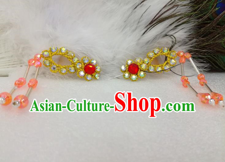 Chinese Traditional Beijing Opera Actress Hair Accessories Ancient Princess Golden Hairpins for Adults