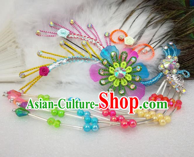 Chinese Traditional Beijing Opera Actress Colorful Flower Hairpins Hair Accessories for Adults