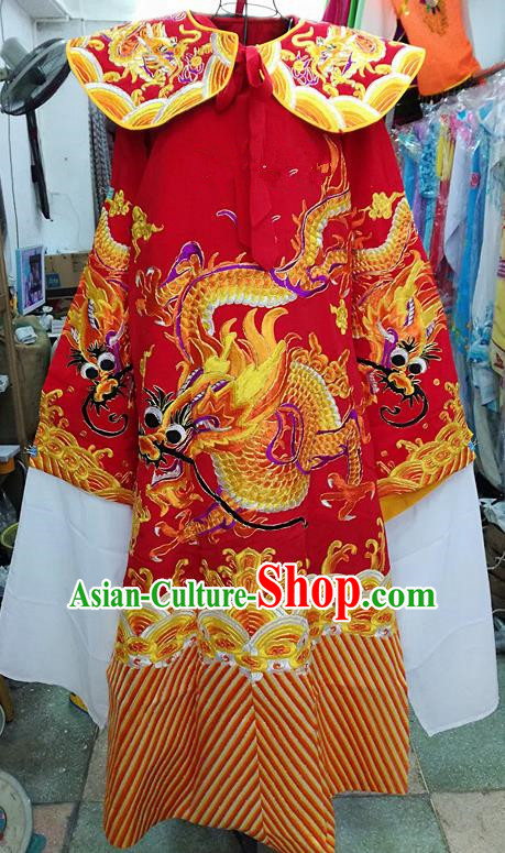 Chinese Traditional Beijing Opera Minister Costume Peking Opera Old Men Red Embroidered Robe for Adults