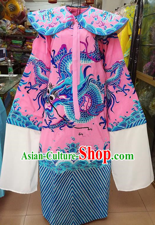 Chinese Traditional Beijing Opera Minister Costume Peking Opera Old Men Pink Embroidered Robe for Adults