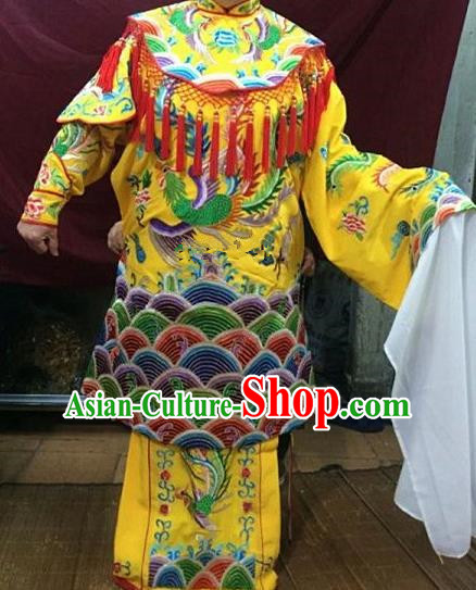 Chinese Traditional Beijing Opera Queen Yellow Water Sleeve Dress Peking Opera Actress Costume for Adults