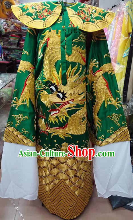 Chinese Traditional Beijing Opera Prime Minister Costume Peking Opera Chancellor Green Embroidered Robe for Adults