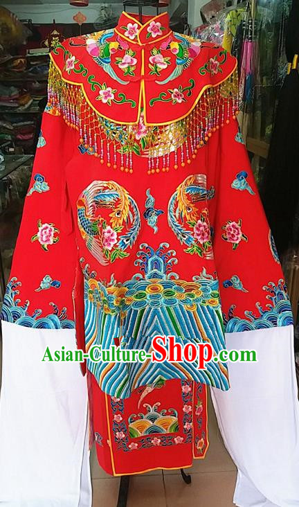 Chinese Traditional Beijing Opera Empress Red Embroidered Dress Peking Opera Actress Costume for Adults