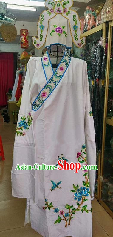 Chinese Traditional Beijing Opera Niche Costume Peking Opera Nobility Childe White Robe for Adults