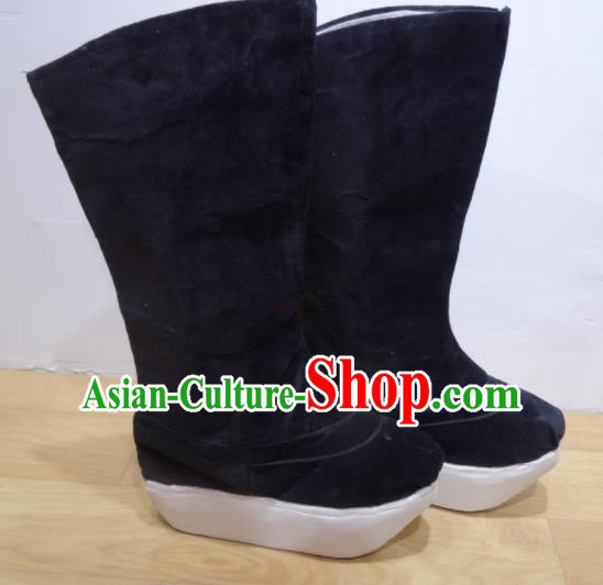 Chinese Traditional Beijing Opera Takefu Black Boots Warrior Shoes for Adults