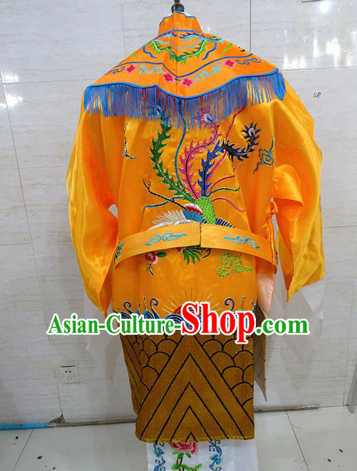 Chinese Traditional Beijing Opera Queen Golden Embroidered Phoenix Robe Peking Opera Costume for Adults