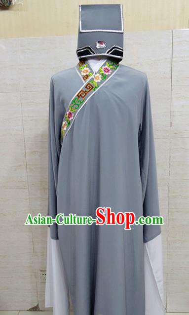 Chinese Traditional Beijing Opera Scholar Grey Robe Peking Opera Niche Costume for Adults