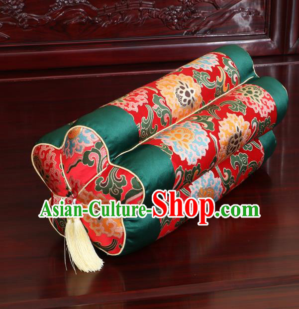 Chinese Traditional Household Accessories Classical Green Brocade Plum Blossom Pillow