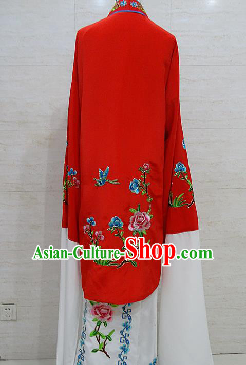 Chinese Traditional Beijing Opera Embroidered Peony Red Dress Peking Opera Diva Costume for Adults