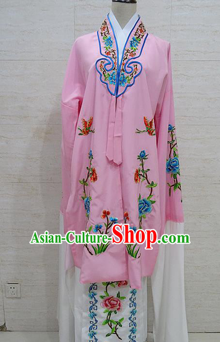 Chinese Traditional Beijing Opera Embroidered Peony Pink Dress Peking Opera Diva Costume for Adults