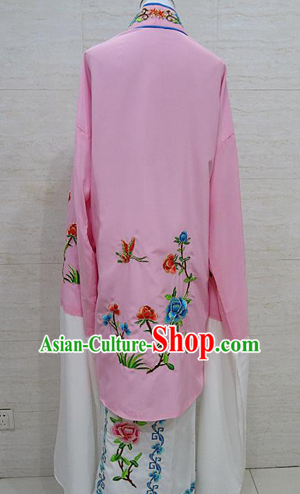 Chinese Traditional Beijing Opera Embroidered Peony Pink Dress Peking Opera Diva Costume for Adults