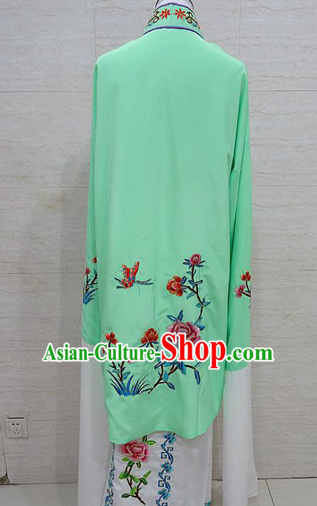 Chinese Traditional Beijing Opera Embroidered Peony Green Dress Peking Opera Diva Costume for Adults