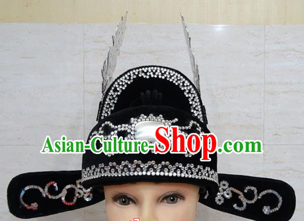 Chinese Traditional Beijing Opera Niche Black Hat Ancient Scholar Headwear for Adults