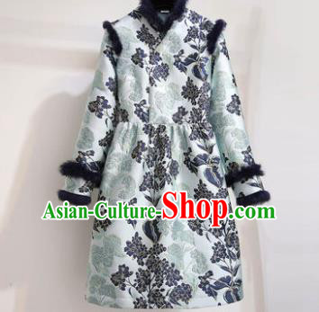 Chinese Traditional Tang Suit Costume Cotton Wadded Qipao Dress Cheongsam for Women