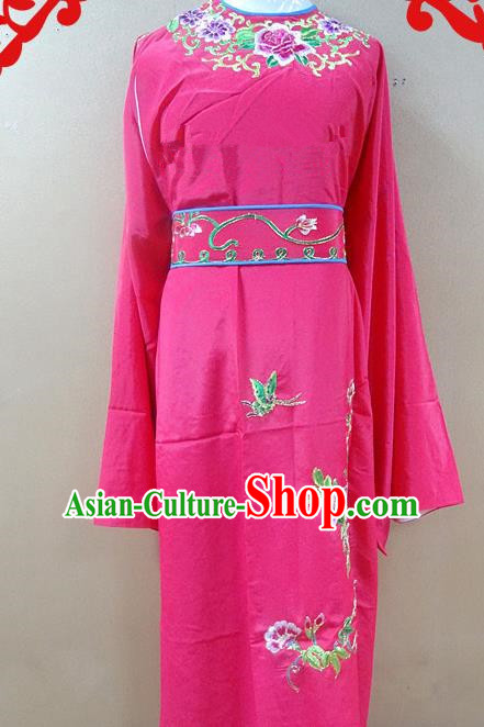 Professional Chinese Beijing Opera Niche Rosy Embroidered Peony Robe Traditional Peking Opera Scholar Costume for Adults