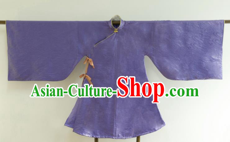 Chinese Ancient Princess Historical Costume Ming Dynasty Purple Silk Blouse for Women