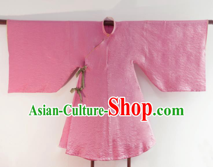 Chinese Ancient Princess Historical Costume Ming Dynasty Rosy Silk Blouse for Women