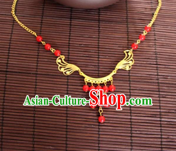 Chinese Traditional Wedding Hair Accessories Ancient Princess Red Beads Eyebrows Pendant for Women