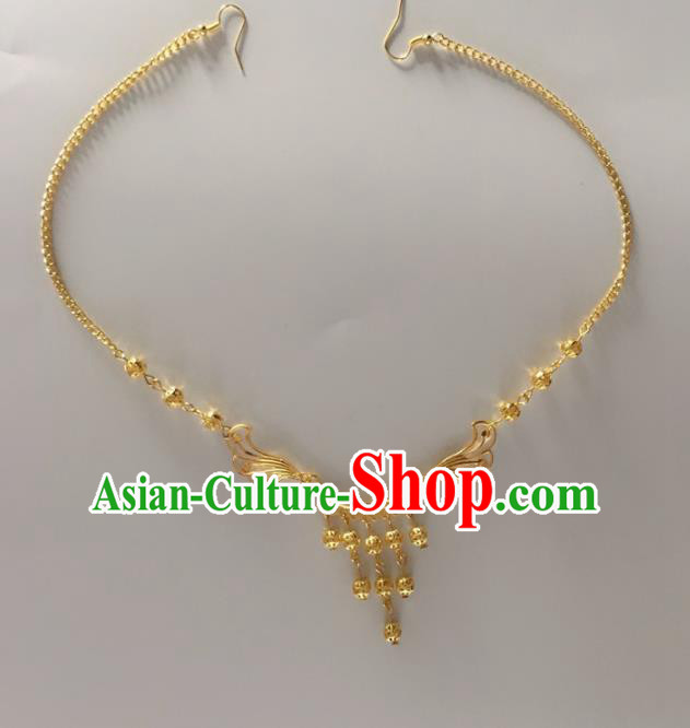 Chinese Traditional Wedding Hair Accessories Ancient Princess Golden Beads Eyebrows Pendant for Women