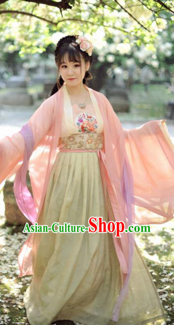 Chinese Ancient Peri Hanfu Dress Tang Dynasty Palace Princess Historical Costumes Complete Set for Women