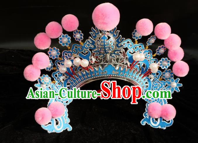 Chinese Traditional Beijing Opera Takefu Hat Peking Opera Warrior Pink Venonat Helmet