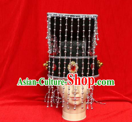 Chinese Traditional Beijing Opera Hat Peking Opera Emperor Tassel Black Hat